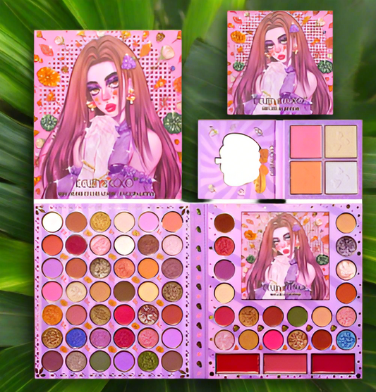 KEVIN & COCO FLOWERS AND MUSHROOM EARRINGS 69 COLOR EYESHADOW AND FACE PALETTE