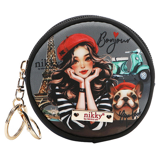 NICOLE LEE ROUND COINPURSE KEYCHAIN