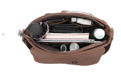 Trinity Ranch Hair-On Cowhide Saddle Shape Collection Concealed Carry Hobo