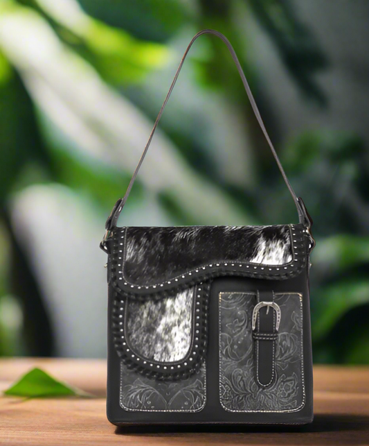 Trinity Ranch Hair-On Cowhide Saddle Shape Collection Concealed Carry Hobo