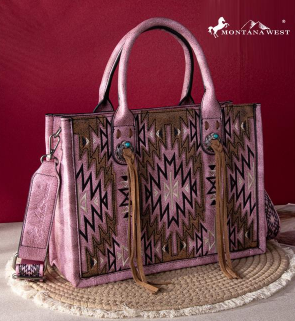 Montana West Embroidered Aztec Concealed Carry Tote/Crossbody