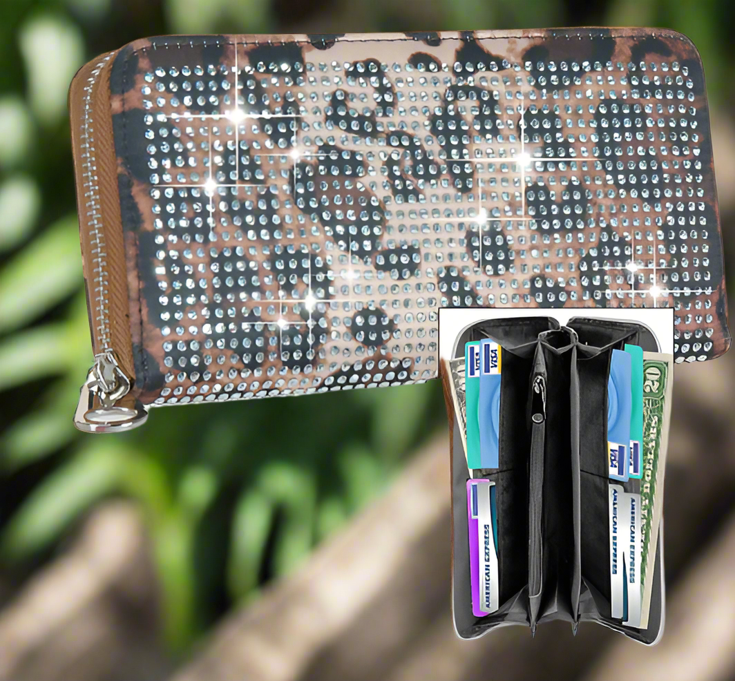 New arrival Leopard Print Rhinestone Wallet