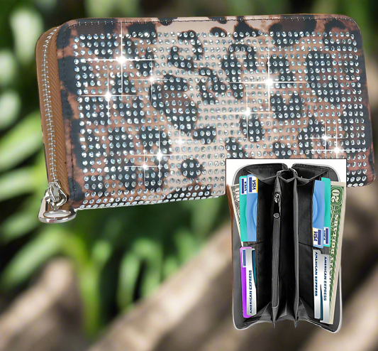 New arrival Leopard Print Rhinestone Wallet