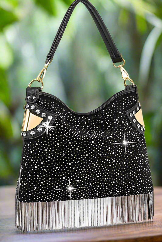 NEW ARRIVALS Bling And Beaded Fringe Hobo Handbag