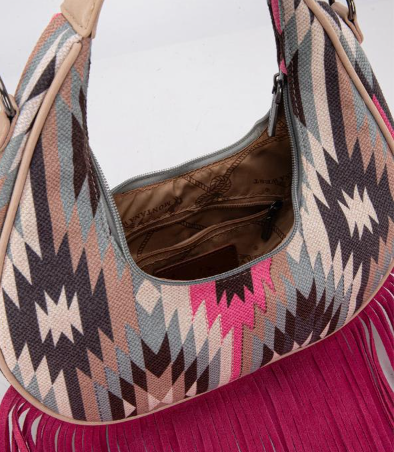 Montana West Aztec Fringe Crescent Crossbody Bag