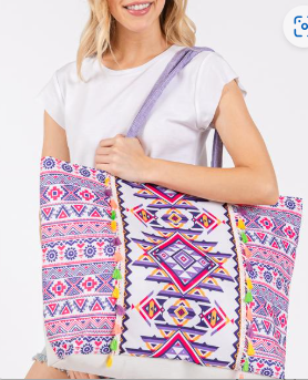 Boho Aztec Print Tote Bag