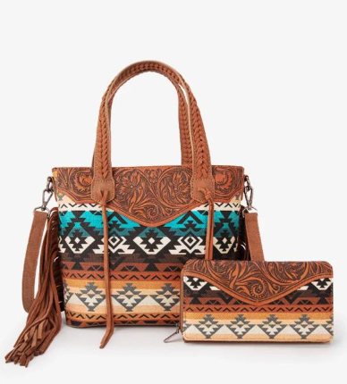 MONTANA WEST TOOLED WESTERN CARRY TOTE BAG SET