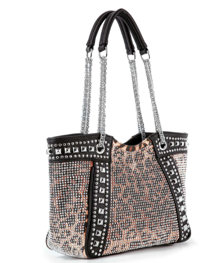 Chain and Rhinestone Studded Tote