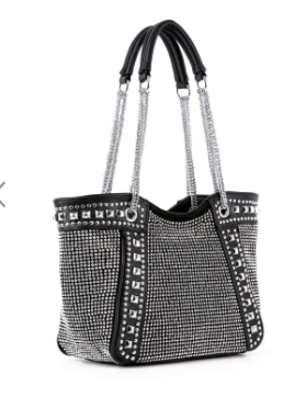 Chain and Rhinestone Studded Tote