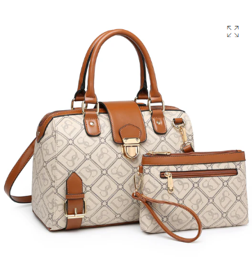 Dasein Signature Structured Satchel with Buckle Snap Zipped and Wristlet