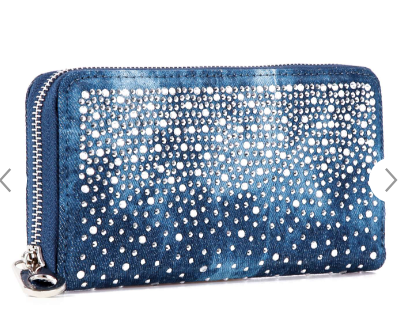 Glamorous Rhinestone Design Accordion Wallet