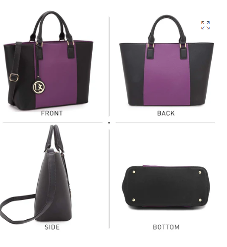 Dasein Fashion Stitching Color Large Tote Bag with Matching Wallet