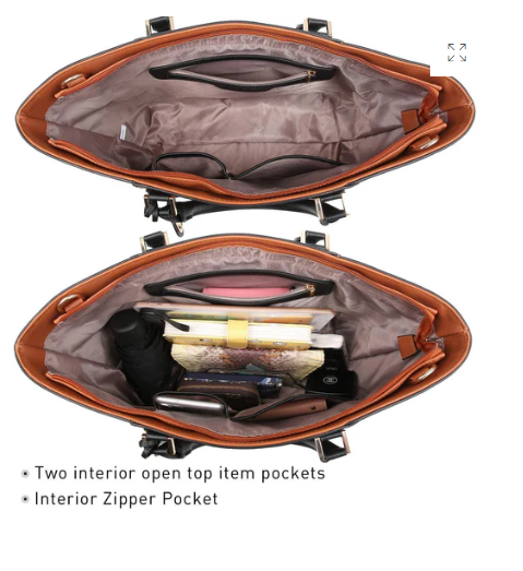 Dasein Fashion Stitching Color Large Tote Bag with Matching Wallet Dasein