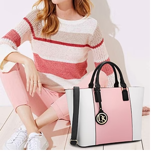 Dasein Fashion Stitching Color Large Tote Bag with Matching Wallet Dasein