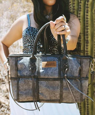 Wrangler Woven Tooled Grid Panel Tote Bag