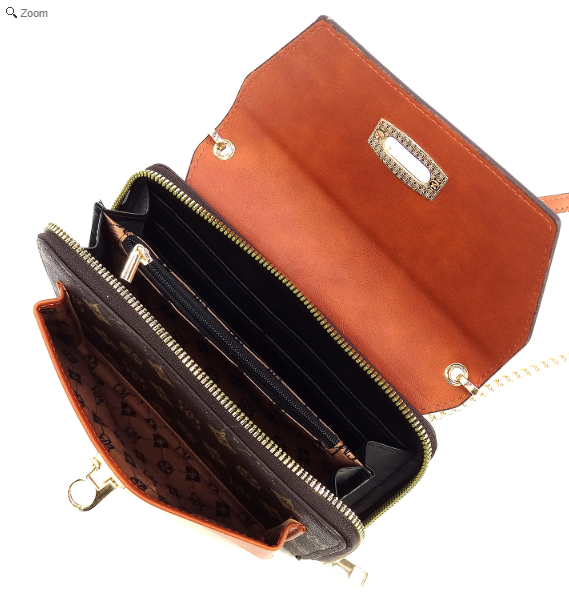 Monogram Zip Around Crossbody Clutch Wallet