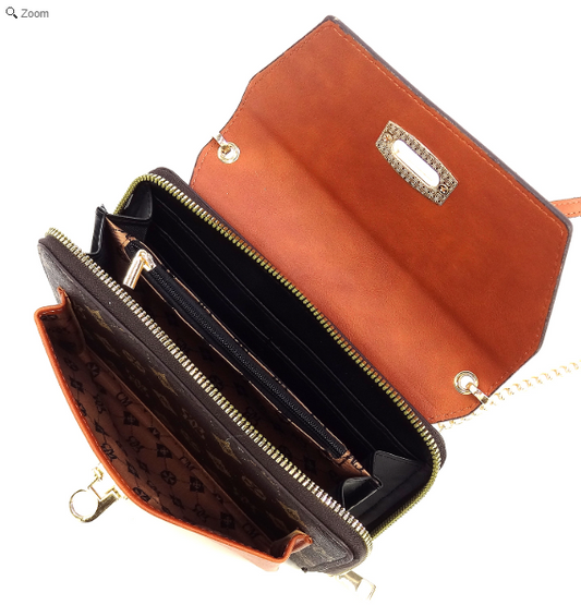 Monogram Zip Around Crossbody Clutch Wallet
