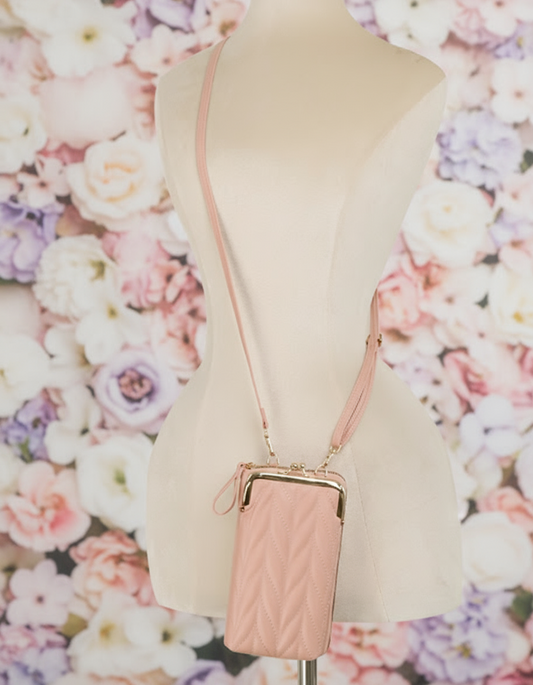 Chevron Quilted Kiss Lock Crossbody Walle