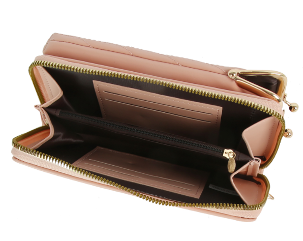 Chevron Quilted Kiss Lock Crossbody Walle