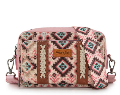 Wrangler Southwestern Pattern Dual Sided Print Crossbody Purse( Purple available )