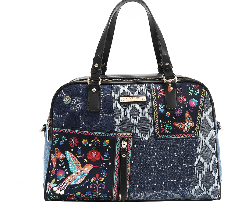 NICOLE LEE BOSQUE DE AMOR DENIM SATCHEL BAG