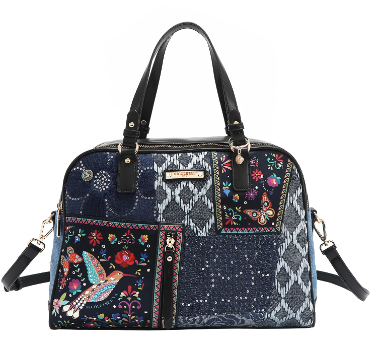 NICOLE LEE BOSQUE DE AMOR DENIM SATCHEL BAG