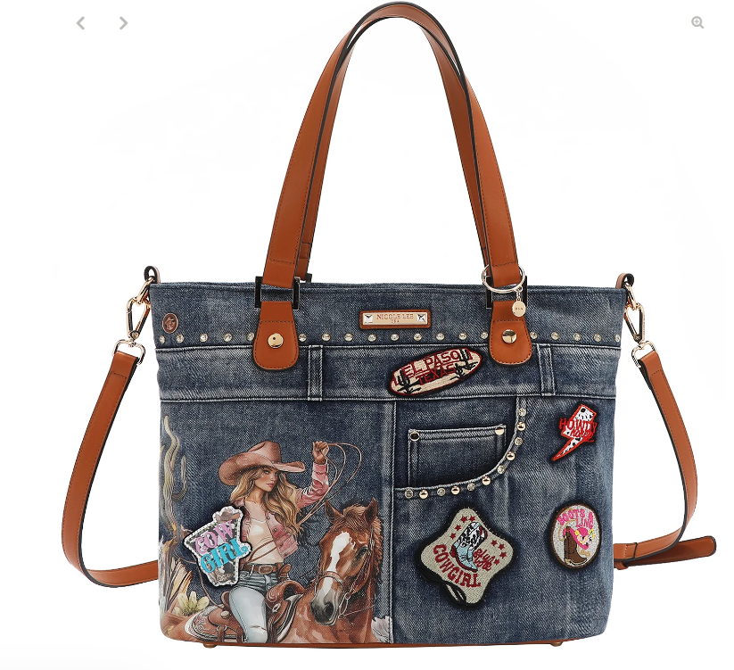 NICOLE LEE SOFIA MONTANA DENIM SHOPPER BAG