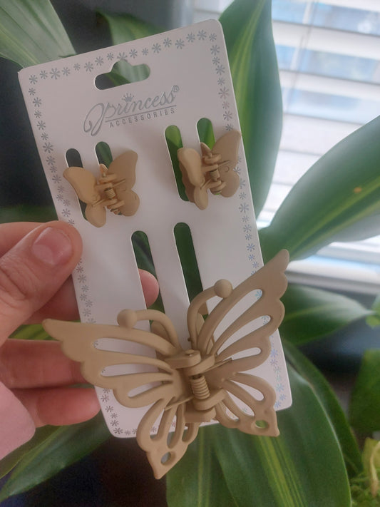 Butterfly 3PC Hair Jaw Clip Set