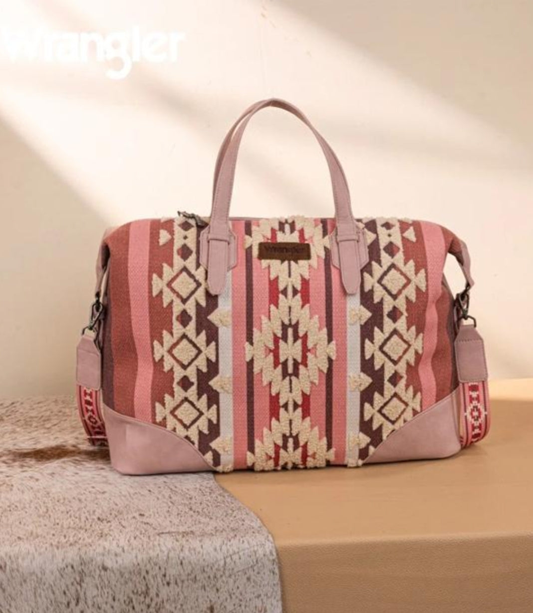 Wrangler Sherpa Aztec Canvas Duffle Bag