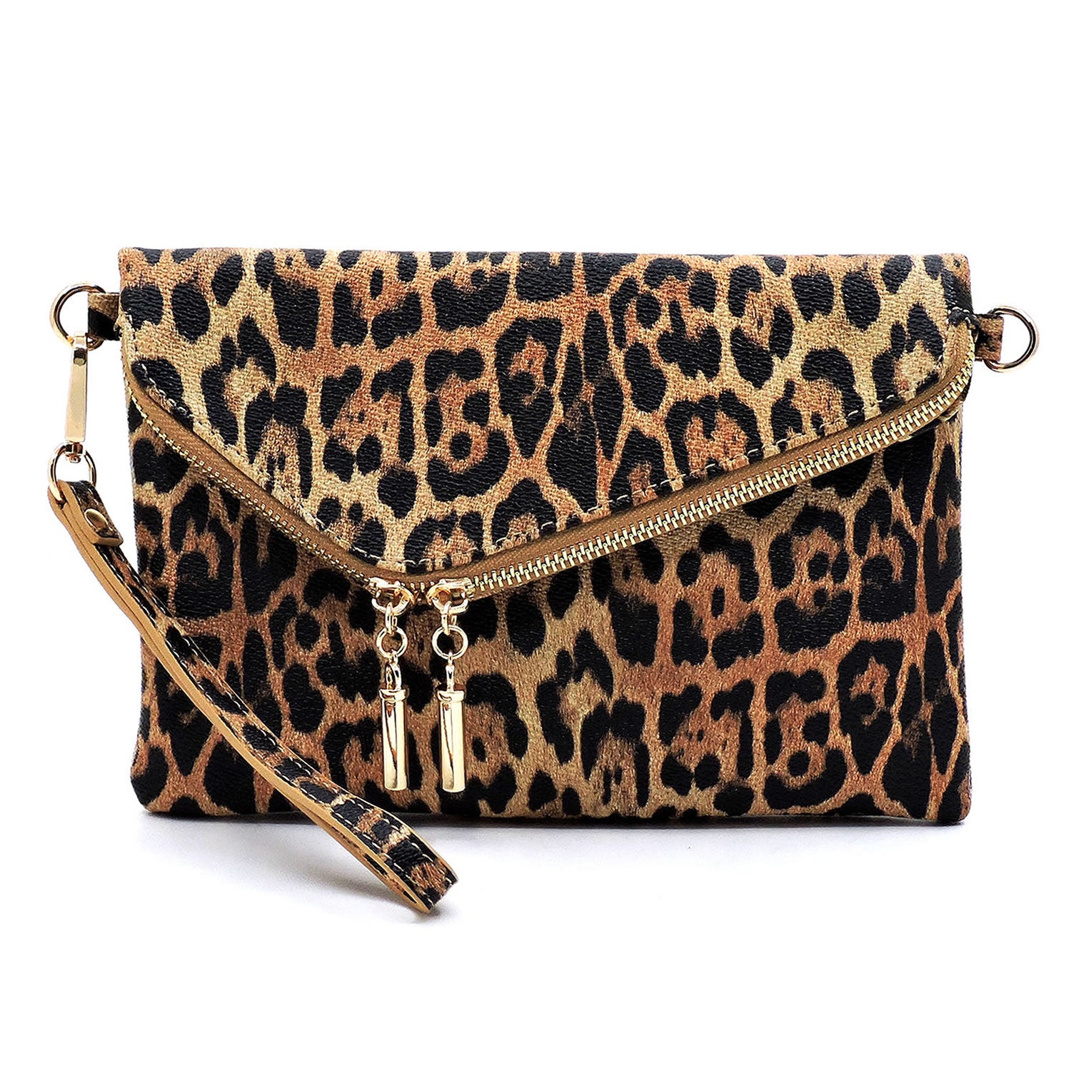 Leopard Envelope Fold over Clutch Crossbody Bag
