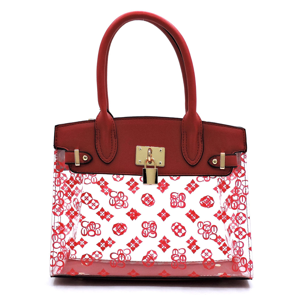 See Thru Monogram Padlock Satchel
