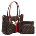 Fashion Monogram Queen Bee Stripe 4-in-1 Satchel Set
