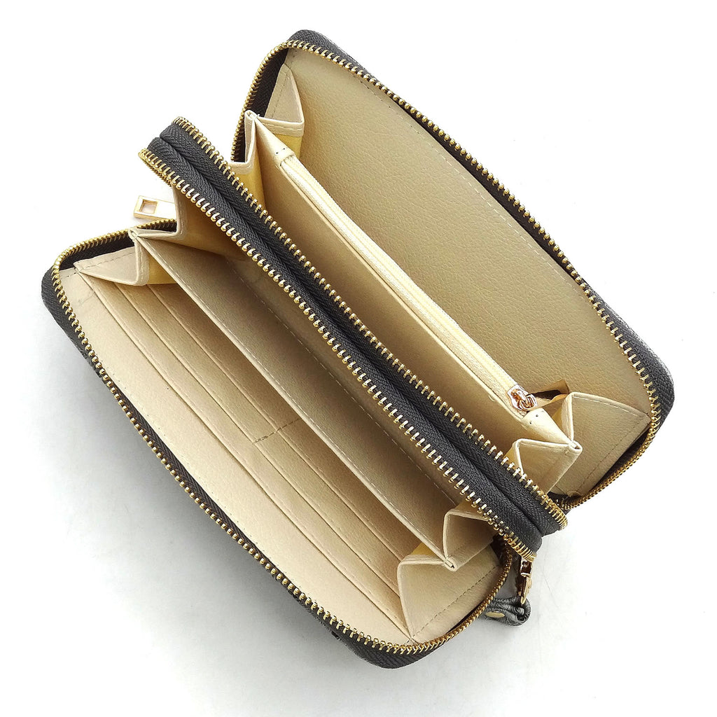 Fashion Logo Double Zip Around Wallet Wristlet
