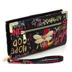 Graffiti Queen Bee Stripe Clutch Wallet Wristlet