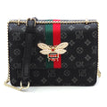 Fashion Queen Bee Stripe Monogram Flap Crossbody Bag