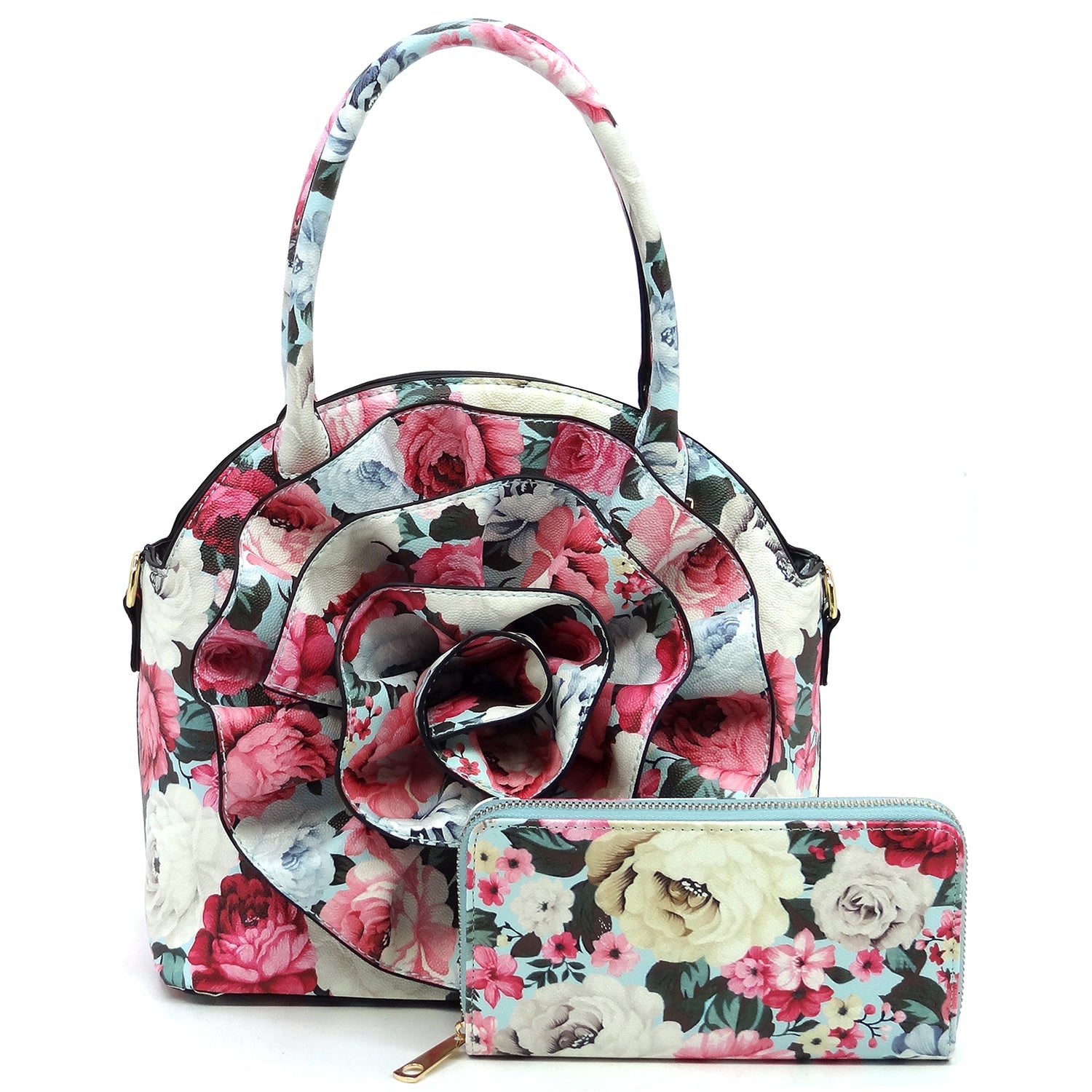 Fashion 3D Flower Print 2-in-1 Satchel