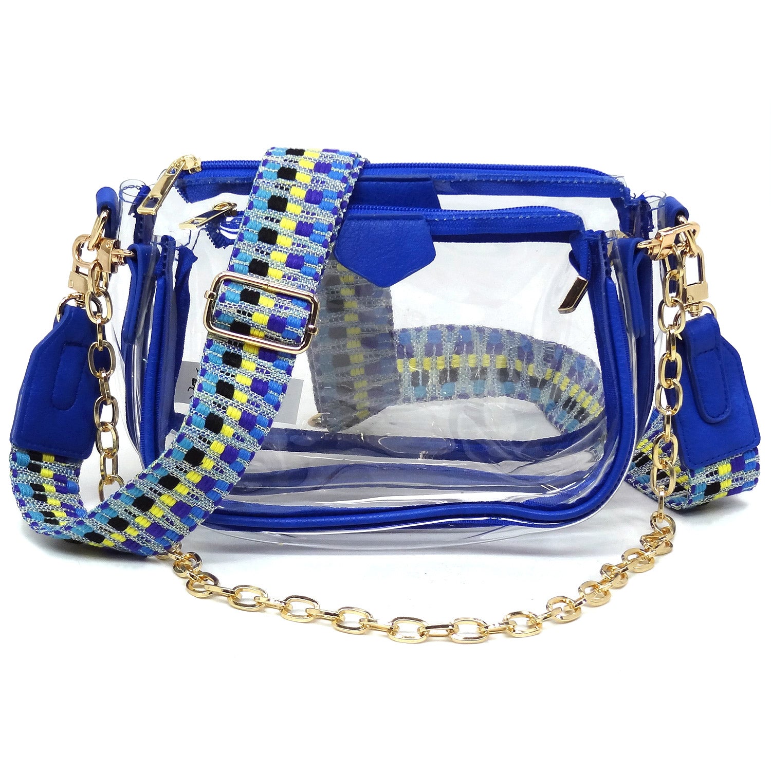 Fashion See Thru Clear 2-in-1 Crossbody Bag with Guitar Strap