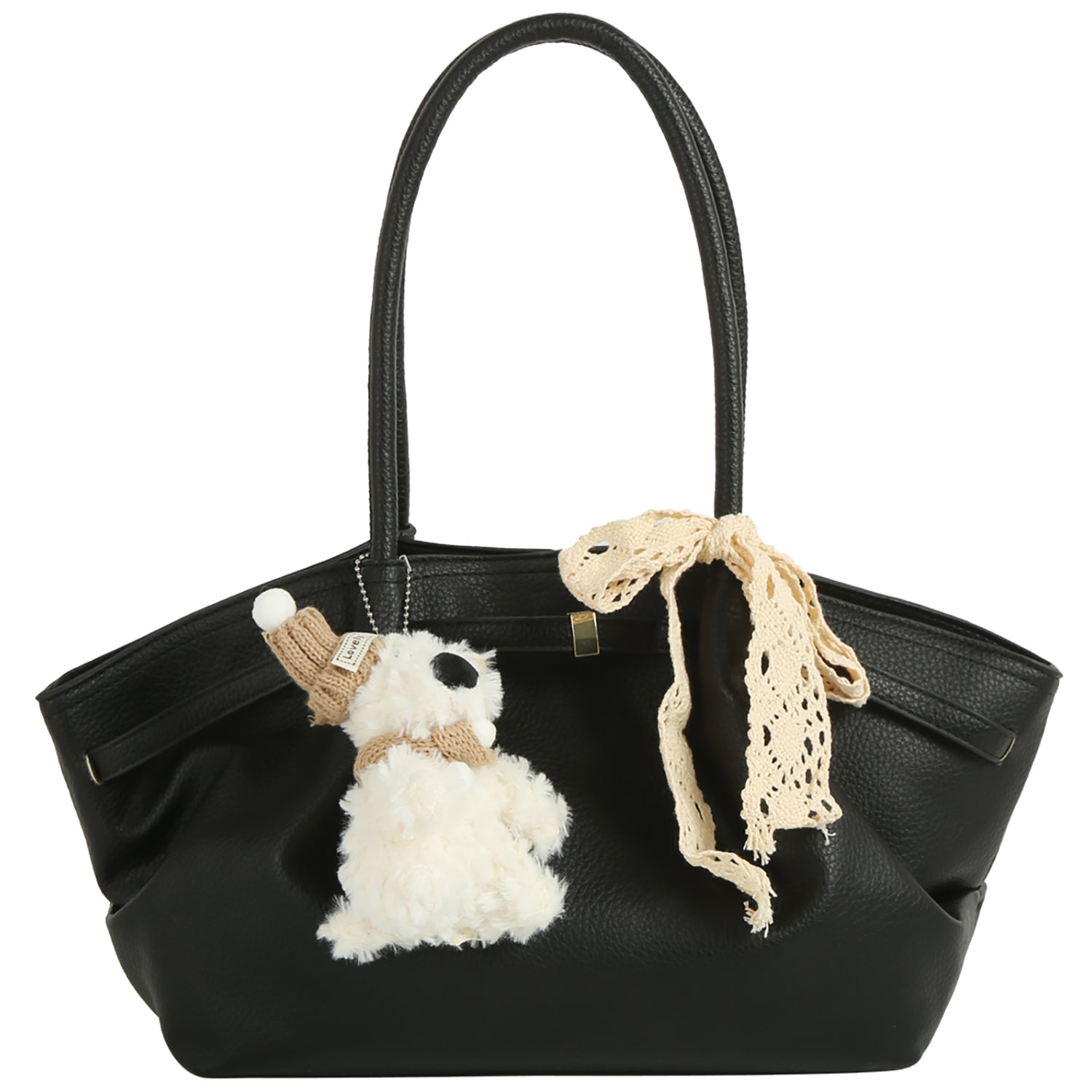 Lace Bow Bag Charm Top Handle Tote Bag
