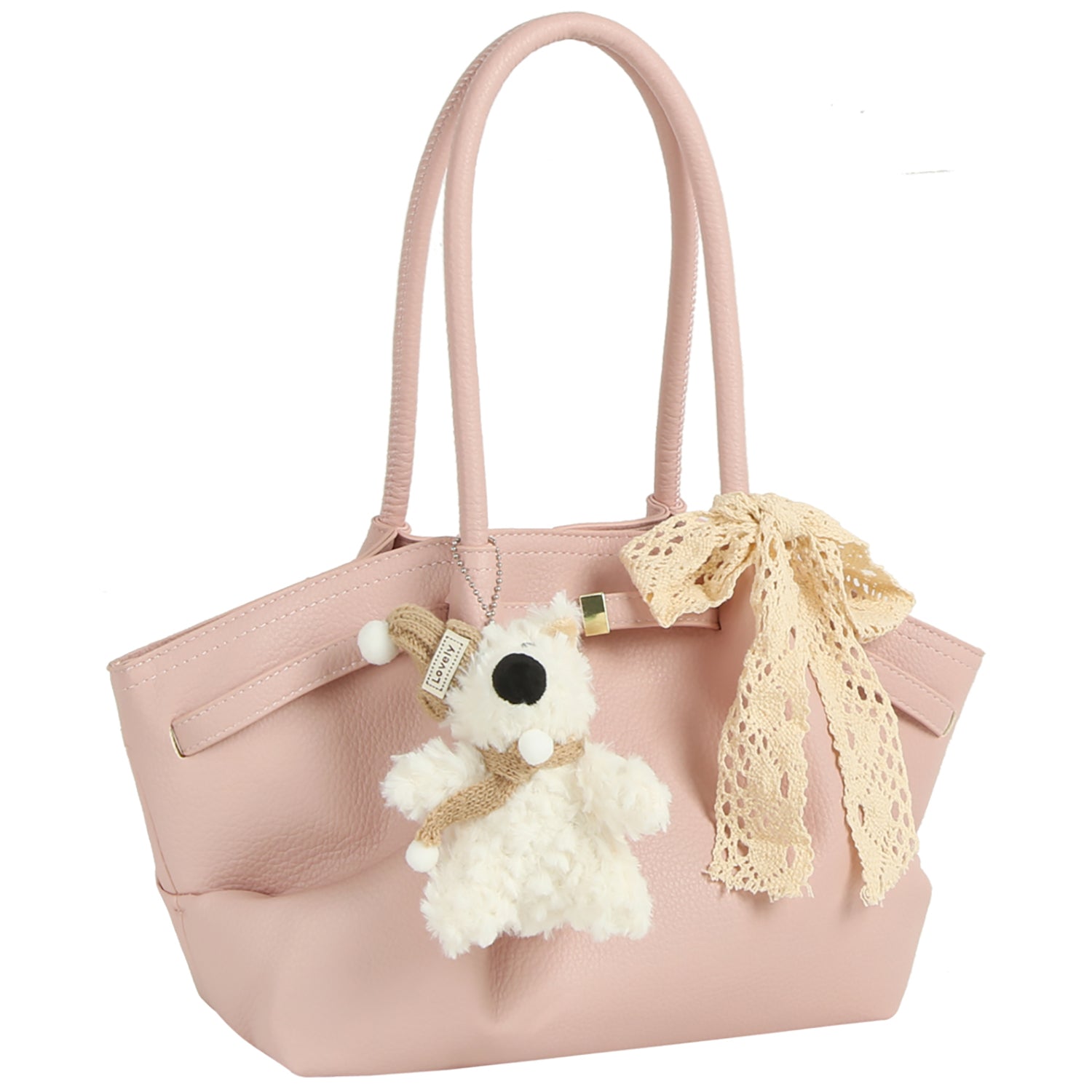 Lace Bow Bag Charm Top Handle Tote Bag