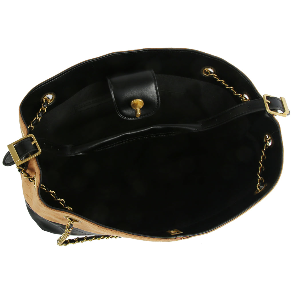 Fashion Faux Suede Woven 2 Way Satchel