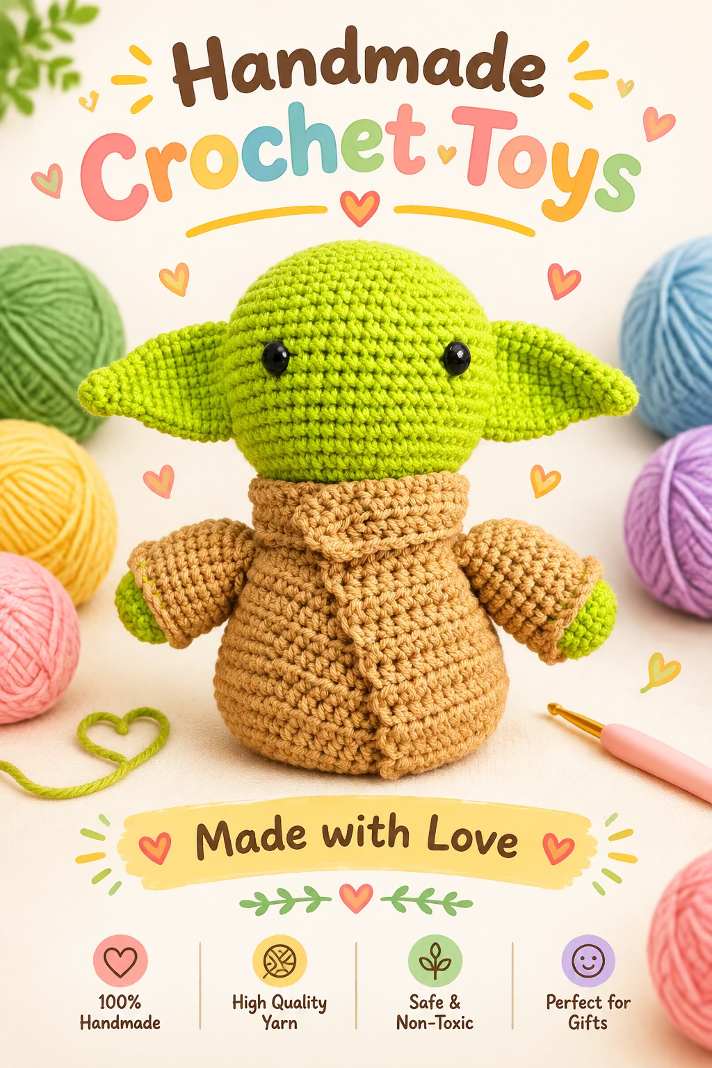 Handmade crocket baby Yoda