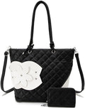 Fashion quilt flower 2pc tote bag