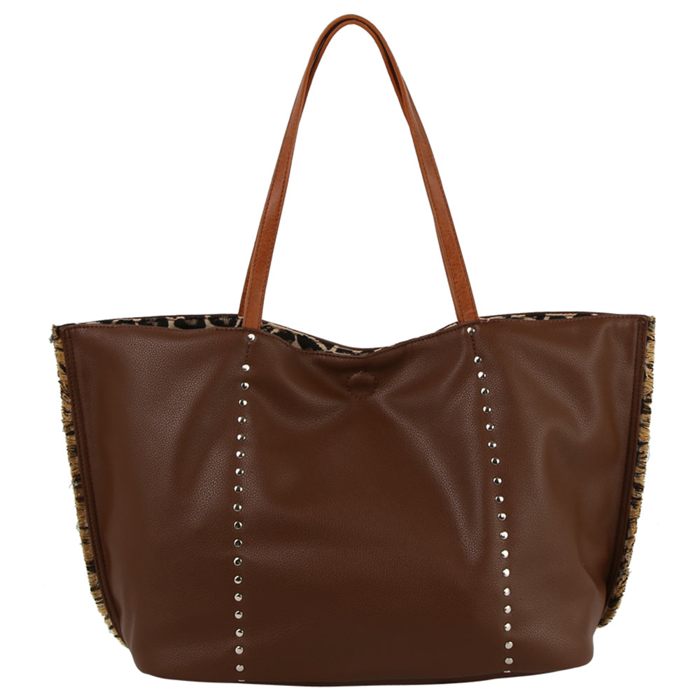 Reversible Leopard Shopper Bag