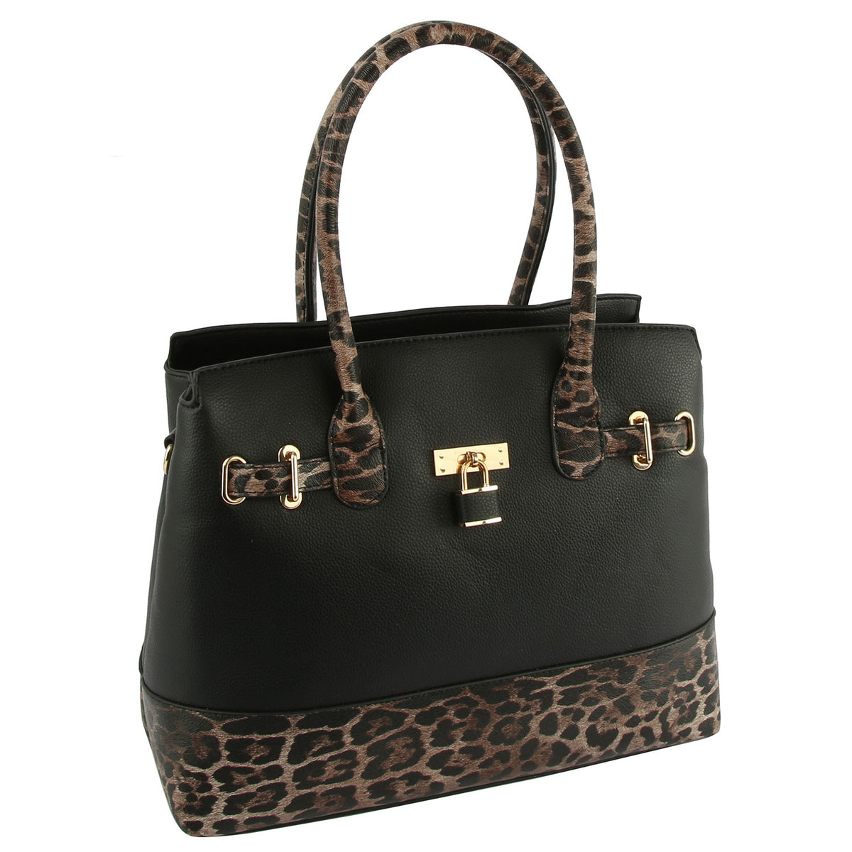 🐆✨ Leopard Color black Padlock Satchel ✨🐆