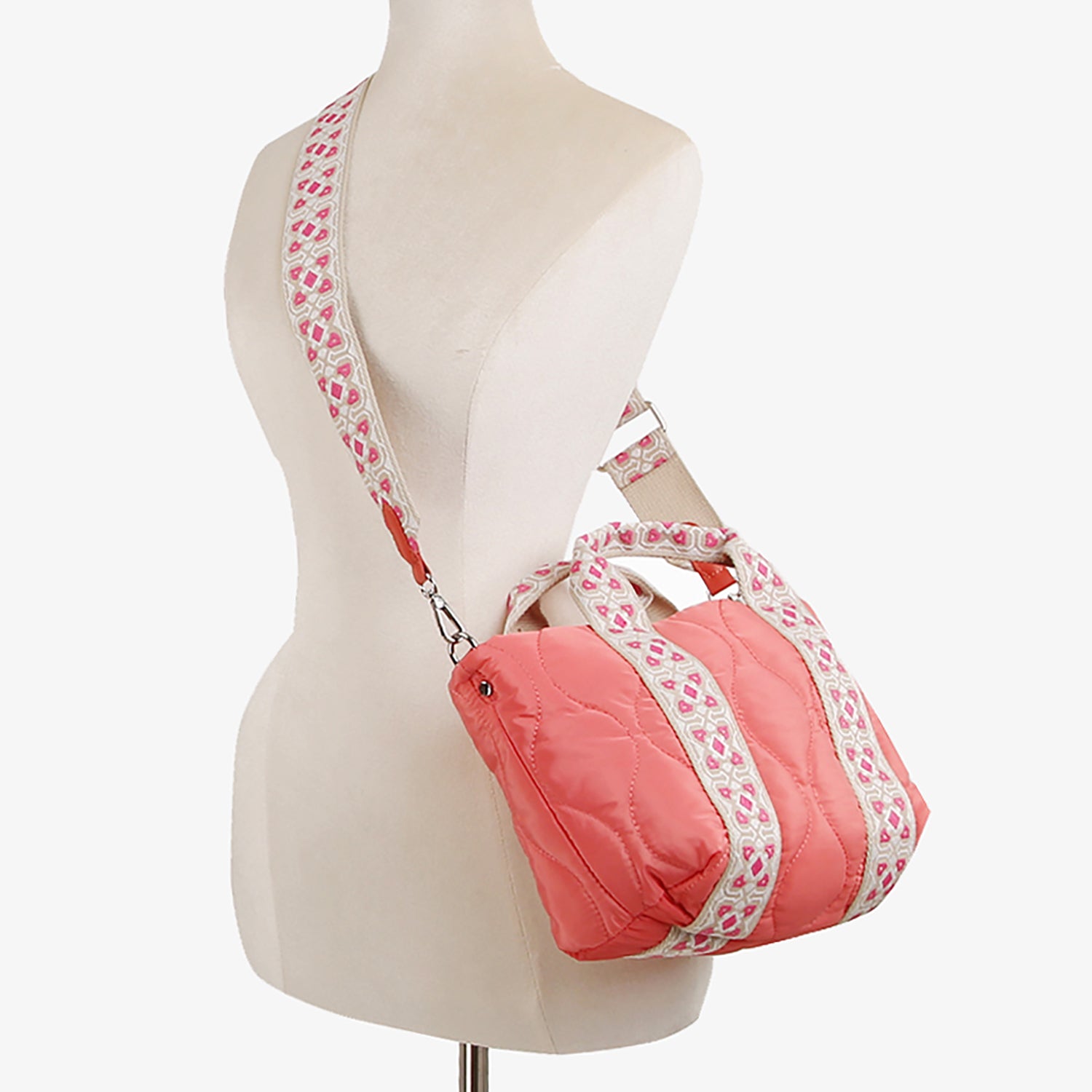 Fashion Quilted Nylon Top Handle Satchel bag