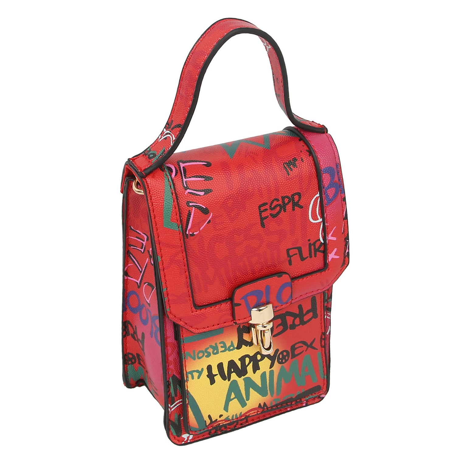 Multi Graffiti Print Top Flap Crossbody Bag Cell Phone Purse  pre-order