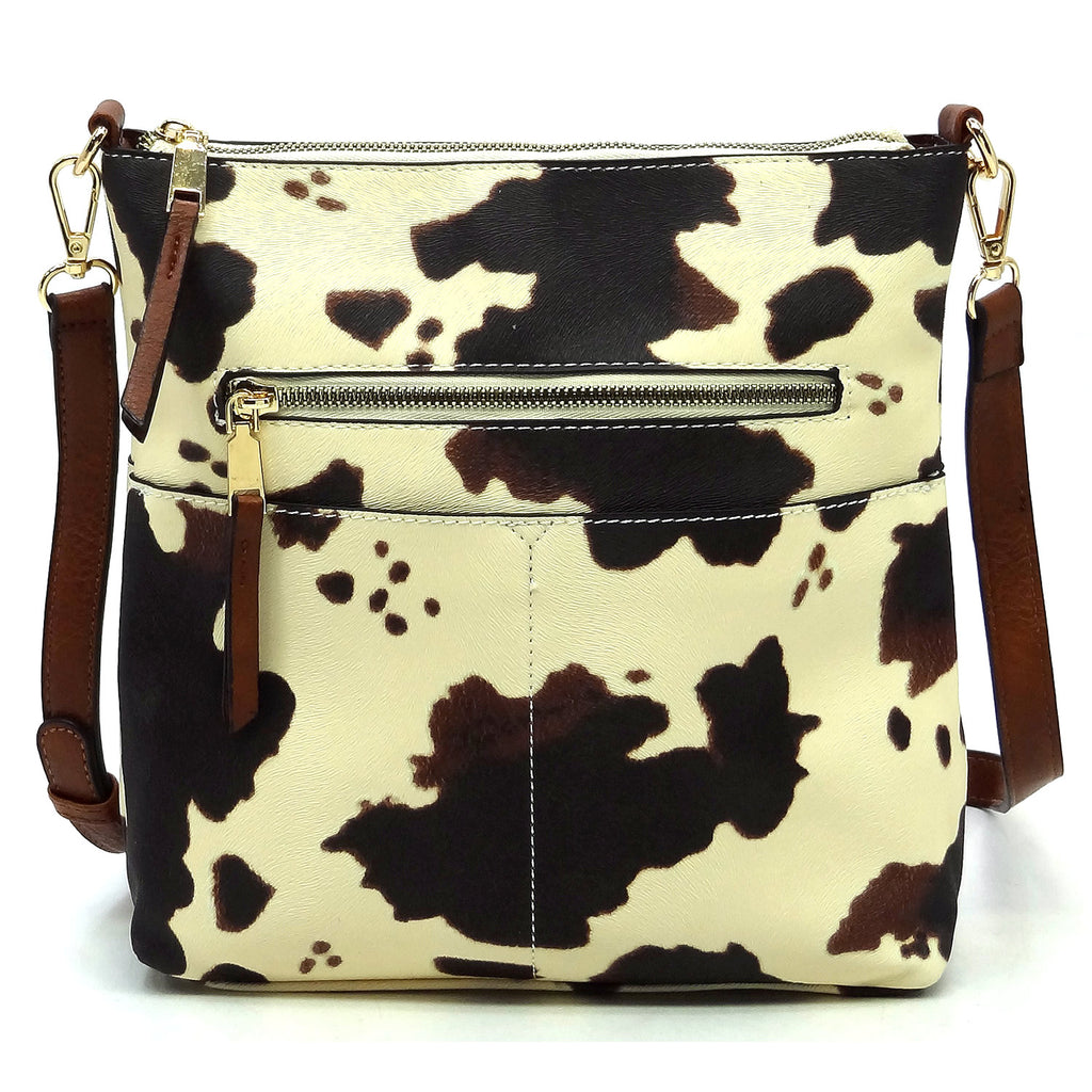 Cow Zip Pocket Crossbody Bag