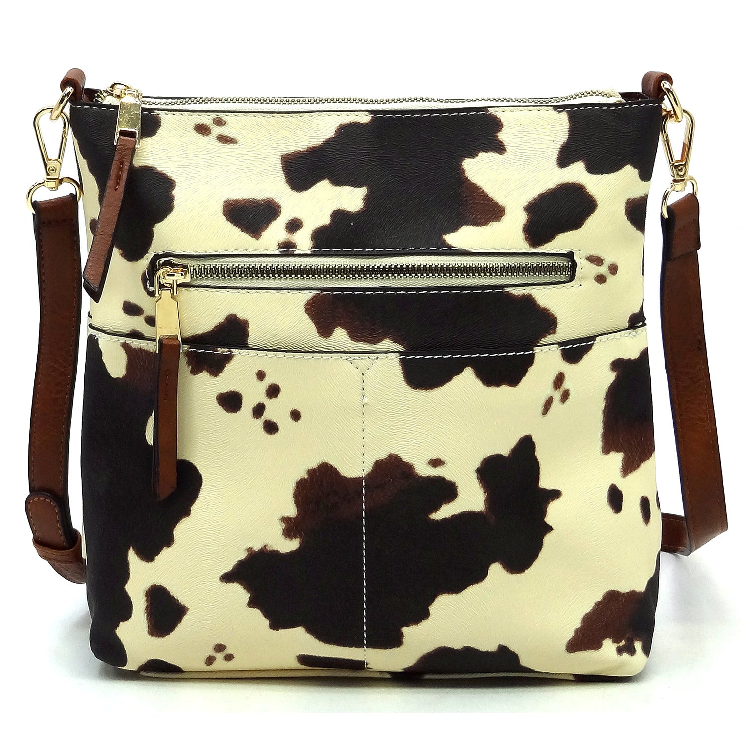 Cow Zip Pocket Crossbody Bag