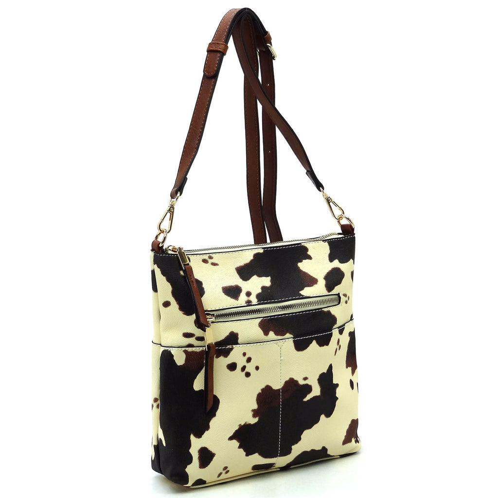 Cow Zip Pocket Crossbody Bag