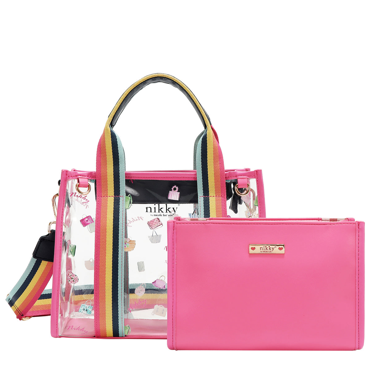 Nicole lee Nikky Rainbow See Thru 2-in-1 Satchel Faux leather